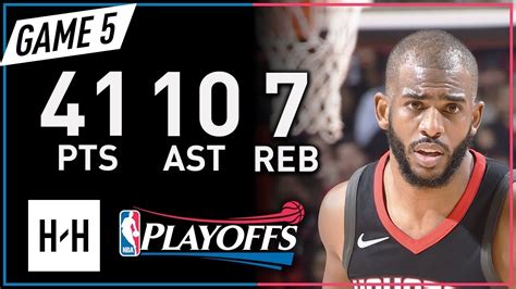 Chris Paul Full Game 5 Highlights Jazz Vs Rockets 2018 Nba Playoffs