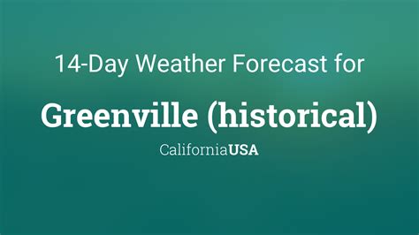 Greenville Historical California Usa 14 Day Weather Forecast