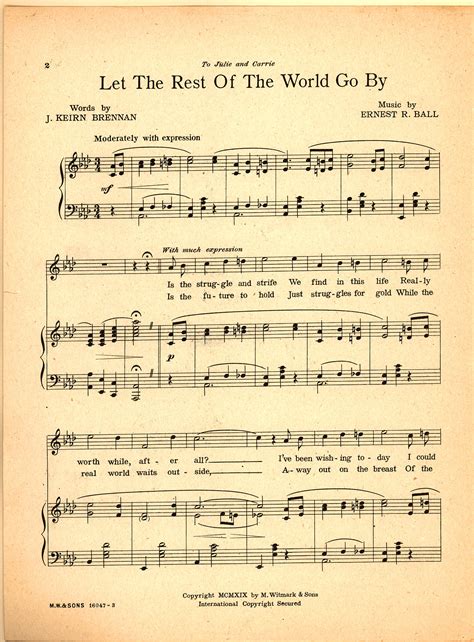 Let The Rest Of The World Go By Historic American Sheet Music