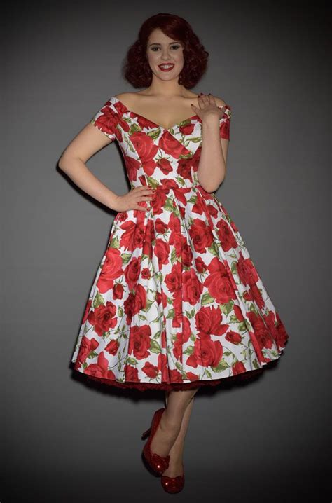 1950s Style Prom Dress In Red And White Sorrento Rose At Deadly Is The