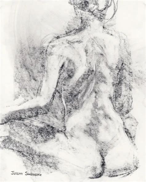 Female Nude Figure Original Drawing Graphite Naked Woman Gesture Pencil