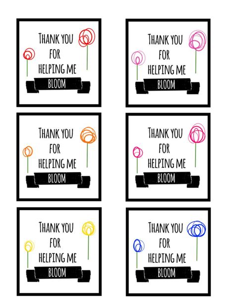 Printable Teacher T Tags Thank You For Helping Me Bloom Mary