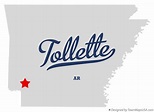 Map of Tollette, AR, Arkansas