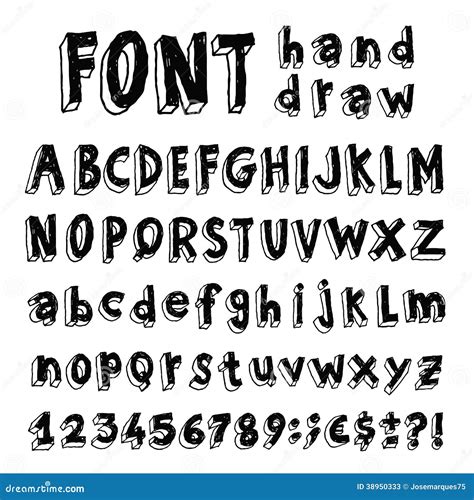 Hand Drawn Alphabet Handwritten Font Stock Vector Image 38950333