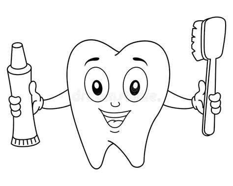 Dente Da Coloração Com Escova De Dentes Dentífrico Ilustração do