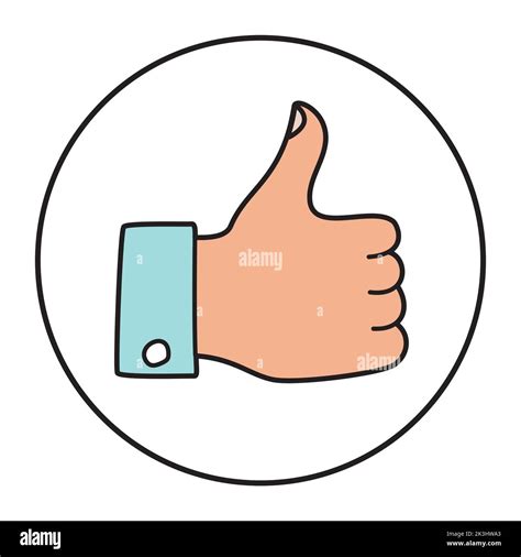 Doodle Thumbs Up Icon Or Logo Hand Drawn With Thin Line Stock Vector