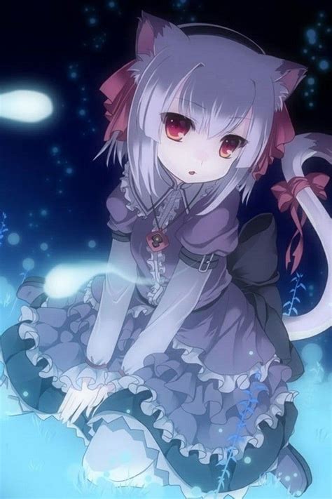 Anime Art Anime Neko Cat Girl Cat Ears Cat Ears Red Eyes Moonlight