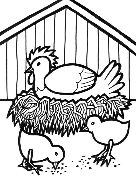 Two geese birds farm nature background cartoon illustration tree flowers coloring page. DIY Farm Crafts and Activities with #33 Farm Coloring ...