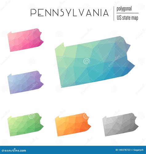 Sistema De Los Mapas Poligonales De Pennsylvania Del Vector Ilustración Del Vector Ilustración