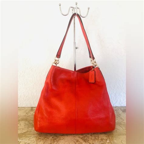 Coach Bags Coach Phoebe Read Orange Leather Hobo Shoulder Bag