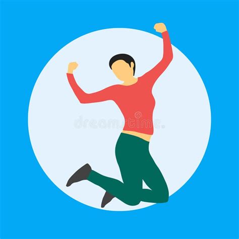 Happy Woman Jumping Cartoon Character Stock Illustration