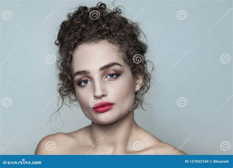 Beauty Portrait Of Young Beautiful Naked Fashion Model With Coll Stock Image Image Of Face