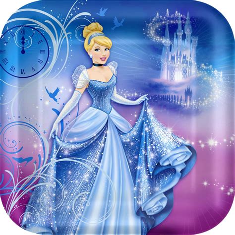 Disney Cinderella Sparkle Square Shaped Dinner Plates From Cinderella Party
