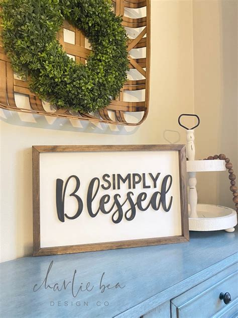 Farmhouse Sign Simply Blessed Sign Farmhouse Decor Wooden Etsy