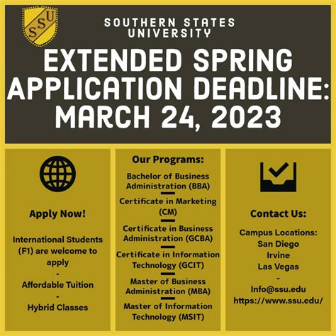 The Deadline To Apply For The Southern States University