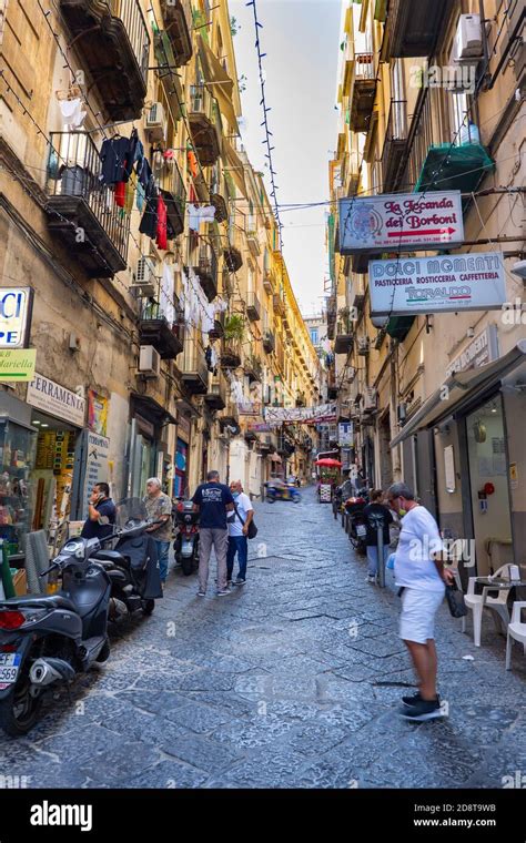 City Of Naples In Italy Narrow Street In The Spanish Quarter Old