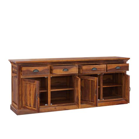 Cleone Rustic Solid Wood 4 Drawer Extra Long Sideboard Cabinet