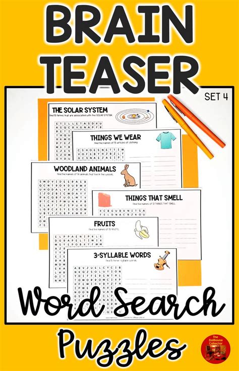 Brain Teasers Word Search Puzzles Without Word Lists Set 4 Word