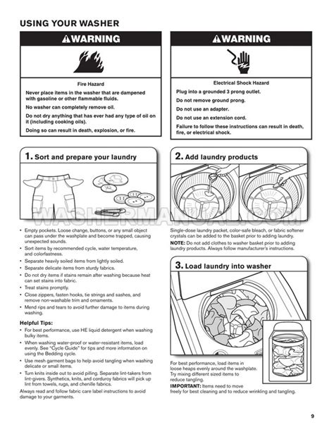 Maytag Mvwb Dw Bravos Xl Mct Washing Machine Use Care Guide