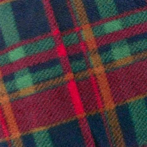 Crimson Rednavy Multi Plaid Printed Fleece Fabric By The Yard