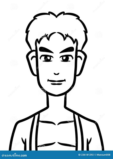 Black And White Of Cute Man For Coloring Stock Illustration