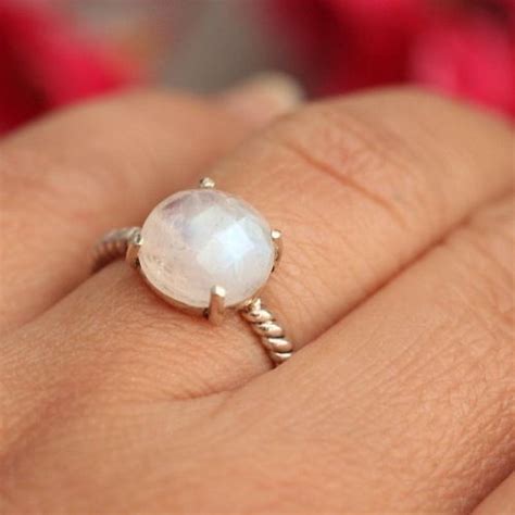 Buy Sterling Silver Rainbow Moonstone Ring Prong Set Gemstone Ring