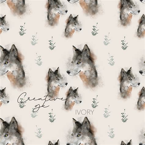 Wolf Fabric Design Ivory Repeat Pattern Seamless Pattern Etsy