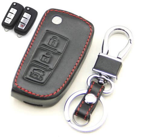 Leather Case Cover Holder For Nissan Rogue Pulsar Remote Flip Key 3