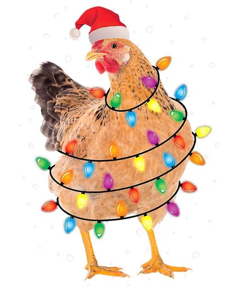 Christmas Lights Chicken Santa Funny Xmas Tree Chicken Png Etsy