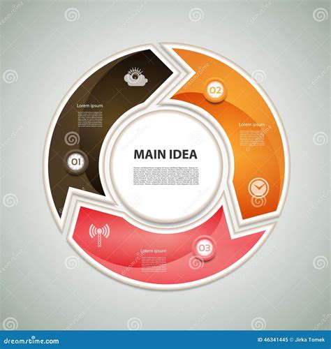 Diagrama Cíclico Con Tres Pasos E Iconos Ilustración del Vector