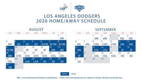 All items are distributed on the promotional date only. Los Angeles Dodgers 2020 Regular Season Schedule
