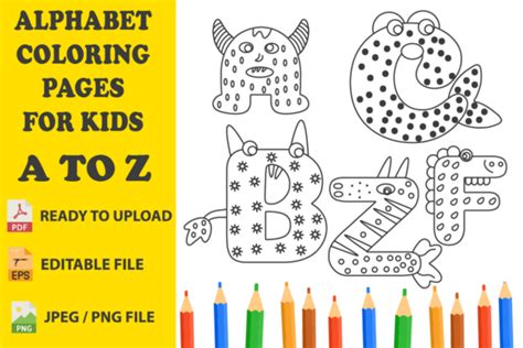 Alphabet Coloring Pages For Kids A To Z Graphic By Rx Designer