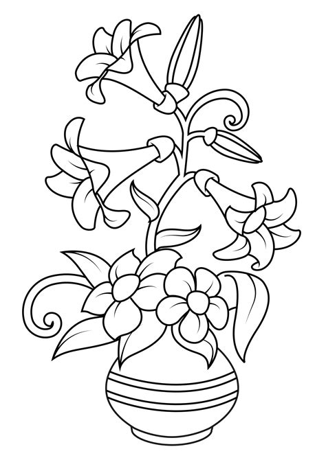 Dibujo Para Colorear Flores En Florero Dibujos Para Imprimir Gratis