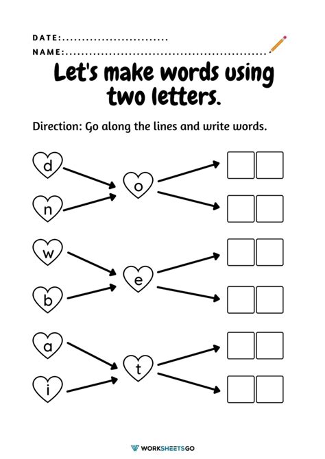 Two Letter Words Worksheets Worksheets Go