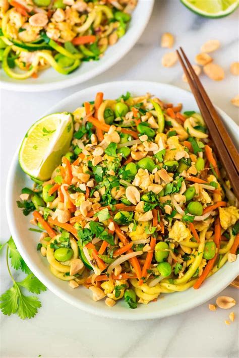 Peanut Vegetarian Pad Thai With Zoodles Ultra Flavorful Protein