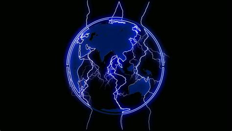 Rotating Globe Planet Surrounded By Blue Lightning Plasma Effect