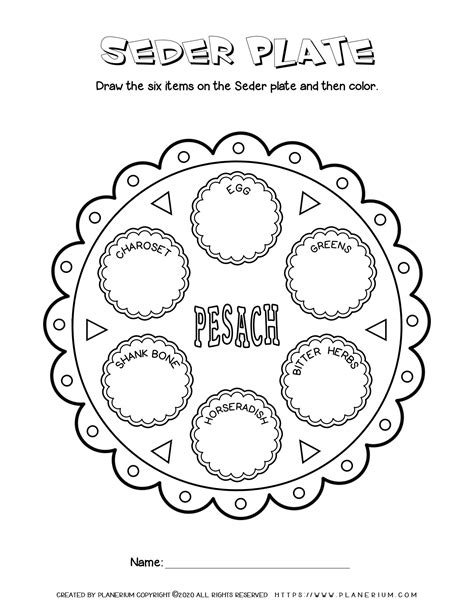 Celebrate Passover With A Seder Plate Printable Coloring Page Seder