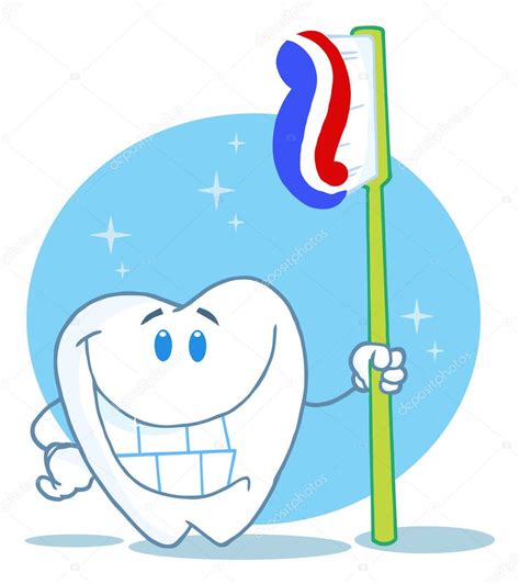 Happy Smiling Tooth With Toothbrush — Stock Photo © Hittoon 4725995