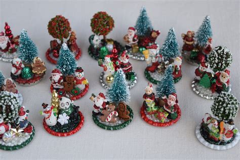 Christmas Miniature Figurine Scenes Etsy Vintage Christmas Crafts