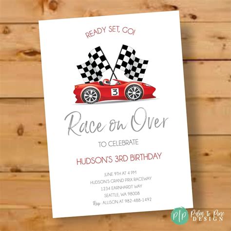 Race Car Invitation Race Car Birthday Car Birthday Party Etsy