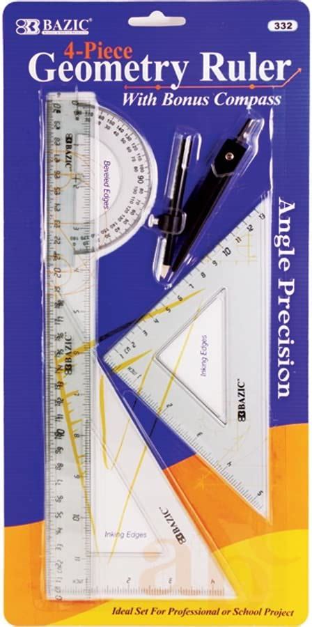 Bazic Geometry Ruler Combination Sets With Compass 5 Per