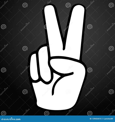 Hand Gesture V Sign For Victory Or Peace Vector Icon For Apps And