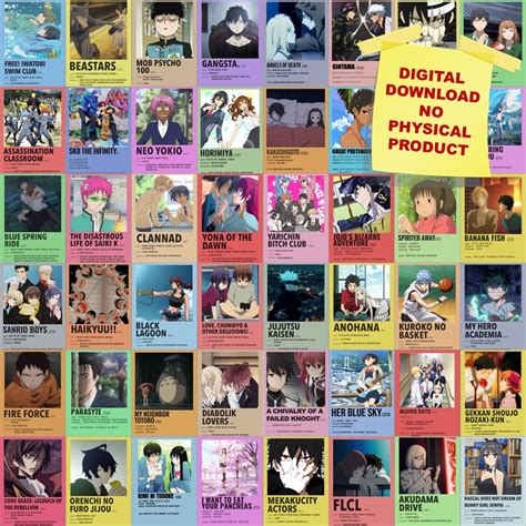 150 Anime Polaroid Poster Color Digital Collage Kit Anime Etsy