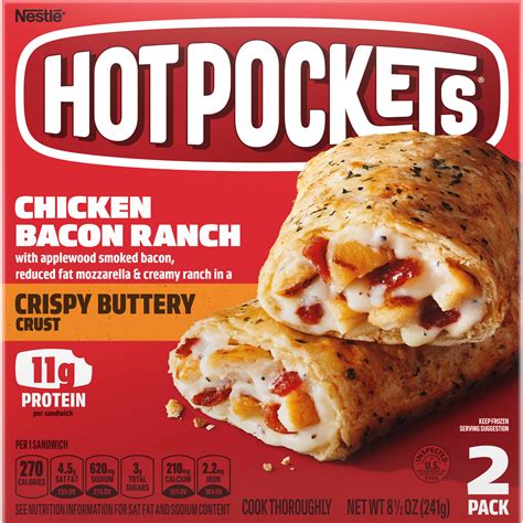 Hot Pockets Frozen Snacks Chicken Bacon Ranch Sandwiches 85 Oz
