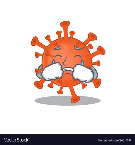 A Crying Deadly Corona Virus Cartoon Mascot Vector Image