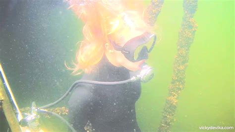 “peril In Scuba” By Vicky Devika Rubber Frogwoman Tied Up Underwater