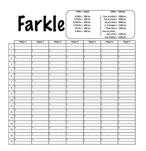 Printable Farkle Score Sheets That Are Remarkable