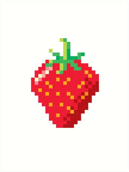Pixel Strawberry Art Prints By The Eighty Sixth Floor Redbubble