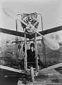 Brazilian aeronaut inventor Alberto Santos Dumont in his plane the 14 ...