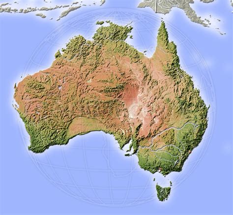 Australia Shaded Relief Map